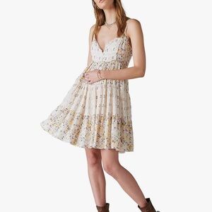 Lucky Brand Women's Printed Button Front Tiered Mini Dress